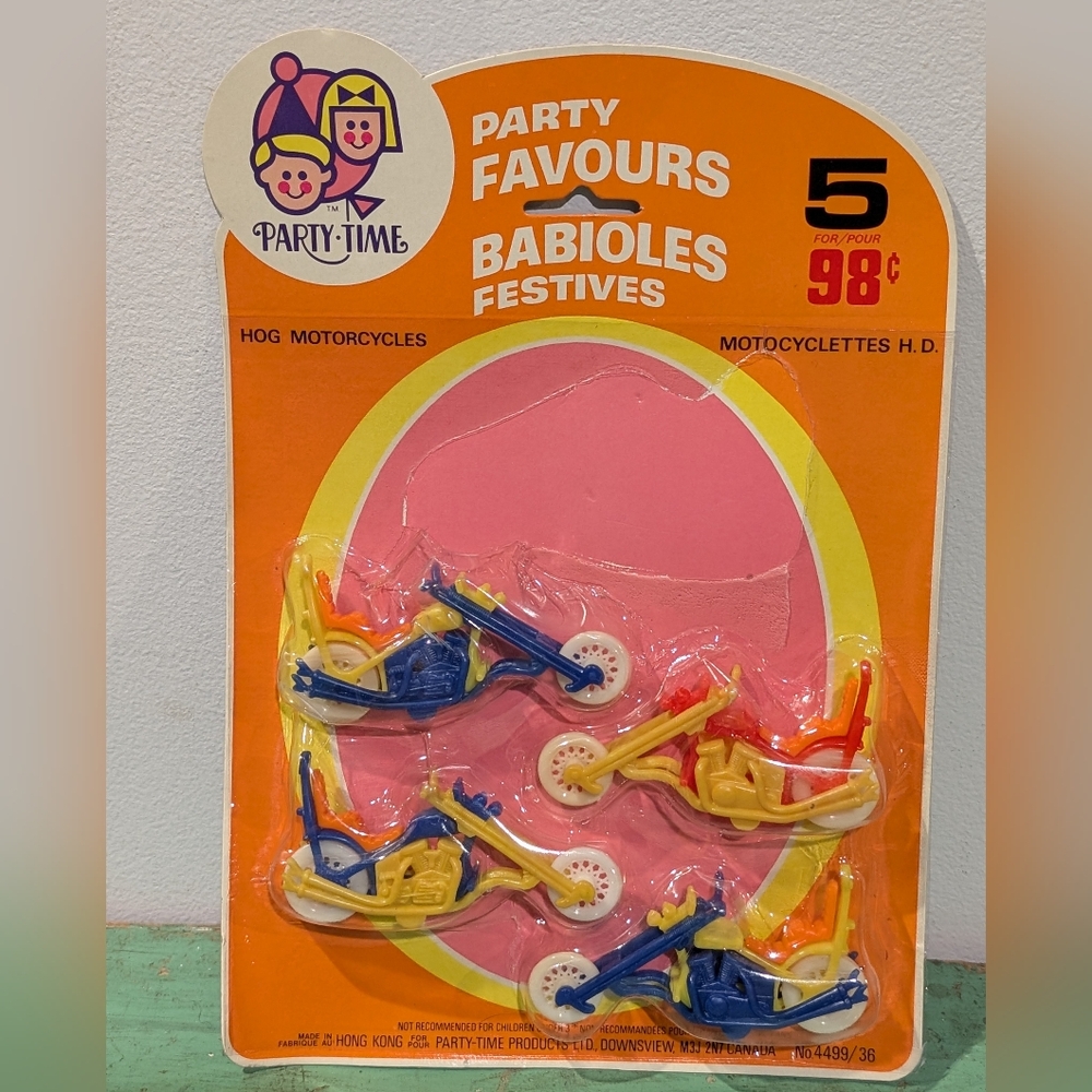 Vintage 1960's-70's Party Time Hog Motorcycle  - Party Favours Nos - Neat!